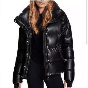 SAM Isabel Vegan Leather Down Puffer Jacket-Small